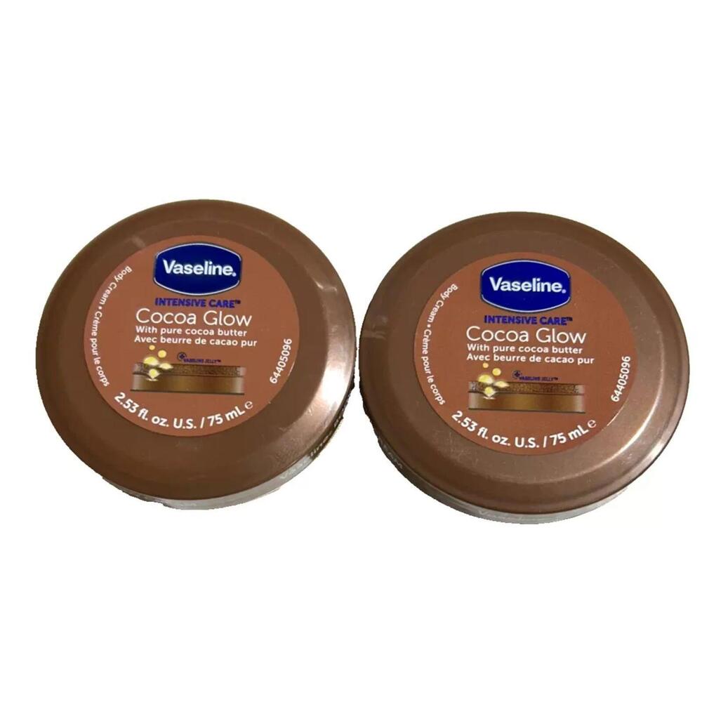Vaseline‎ Intensive Care COCOA GLOW Cocoa Butter Body Cream 2.53 oz 2 PACK